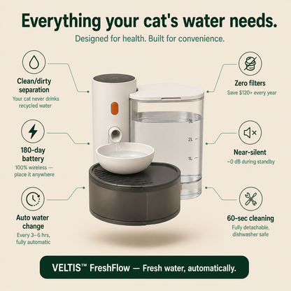 VELTIS™ FreshFlow Self-Refill Cat Fountain