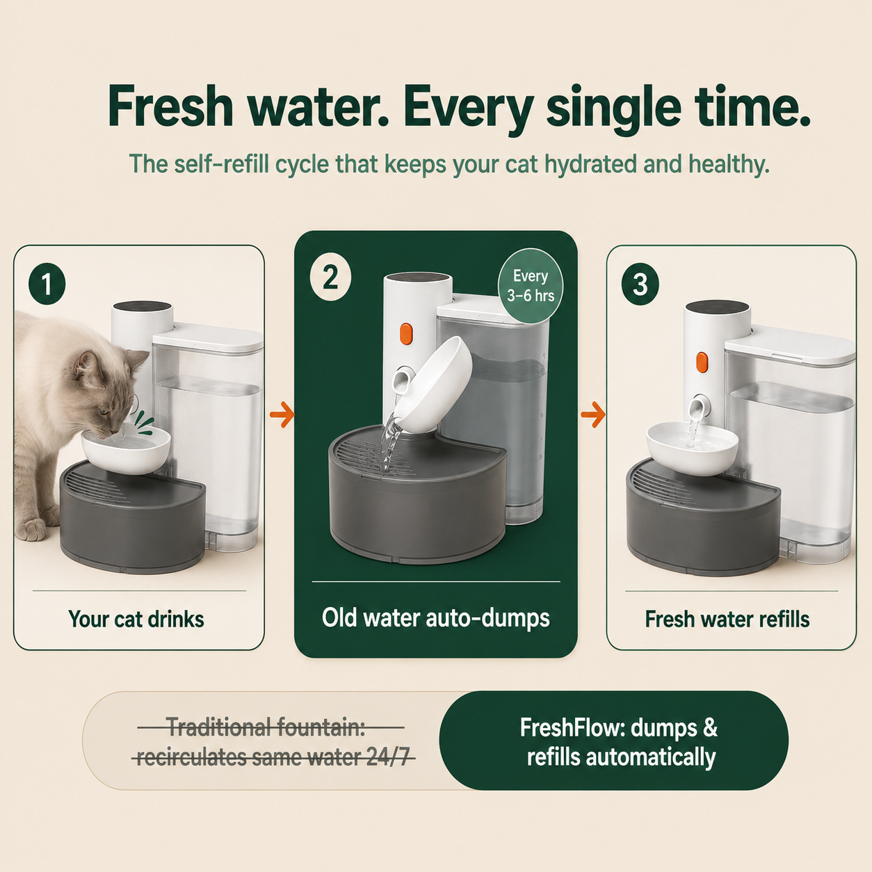 VELTIS™ FreshFlow Self-Refill Cat Fountain